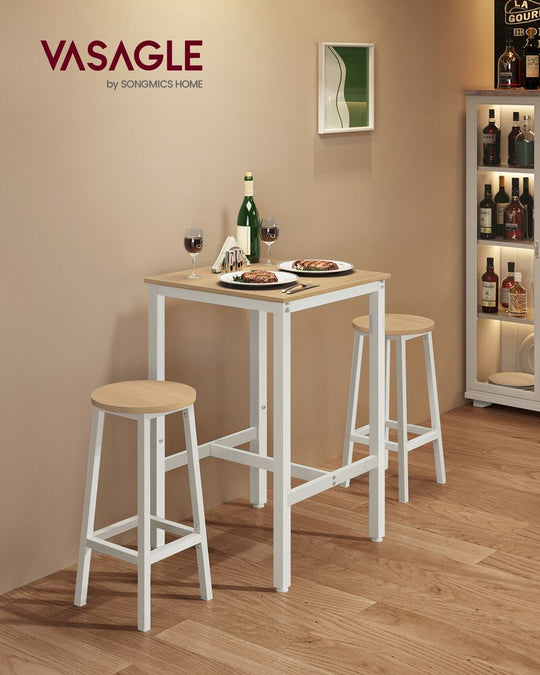 Square High Top Bar Table | Industrial Pub Table With Footrest