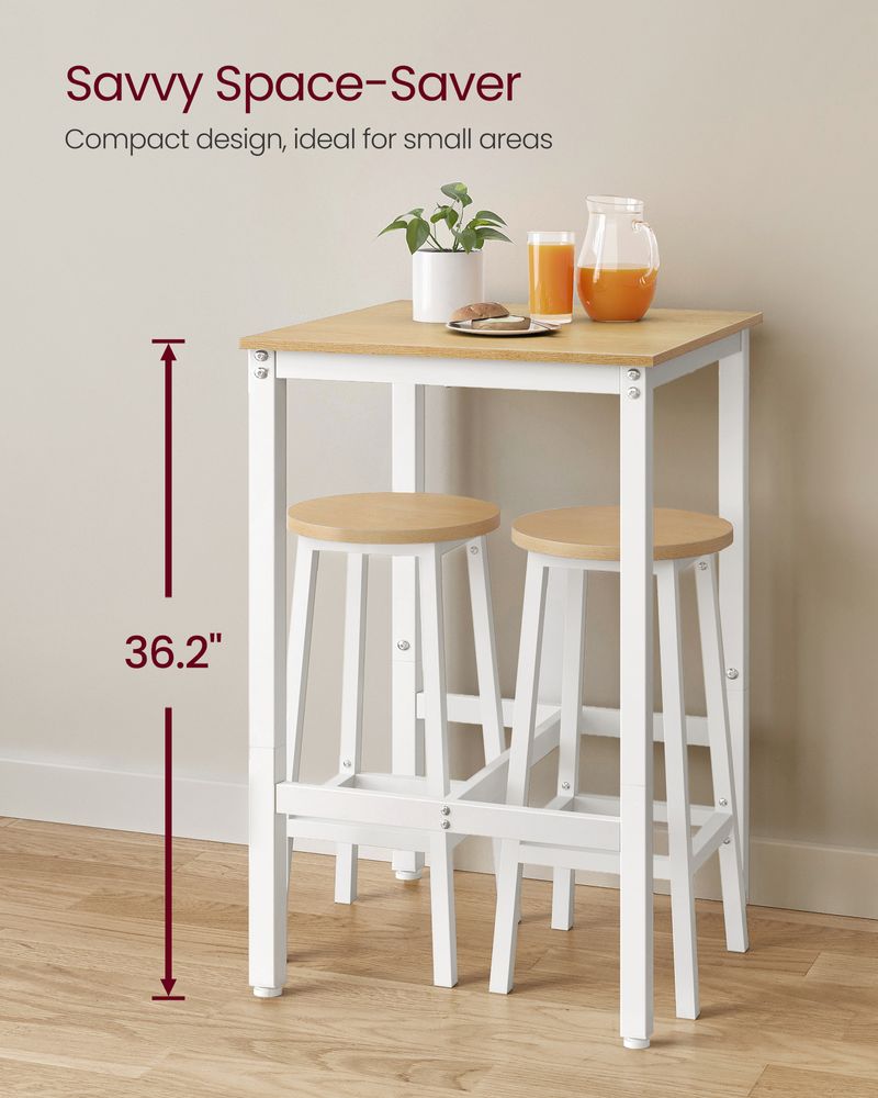 Square High Top Bar Table | Industrial Pub Table With Footrest