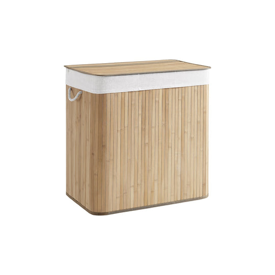 Three Section Laundry Hamper | Bamboo Basket With Lid