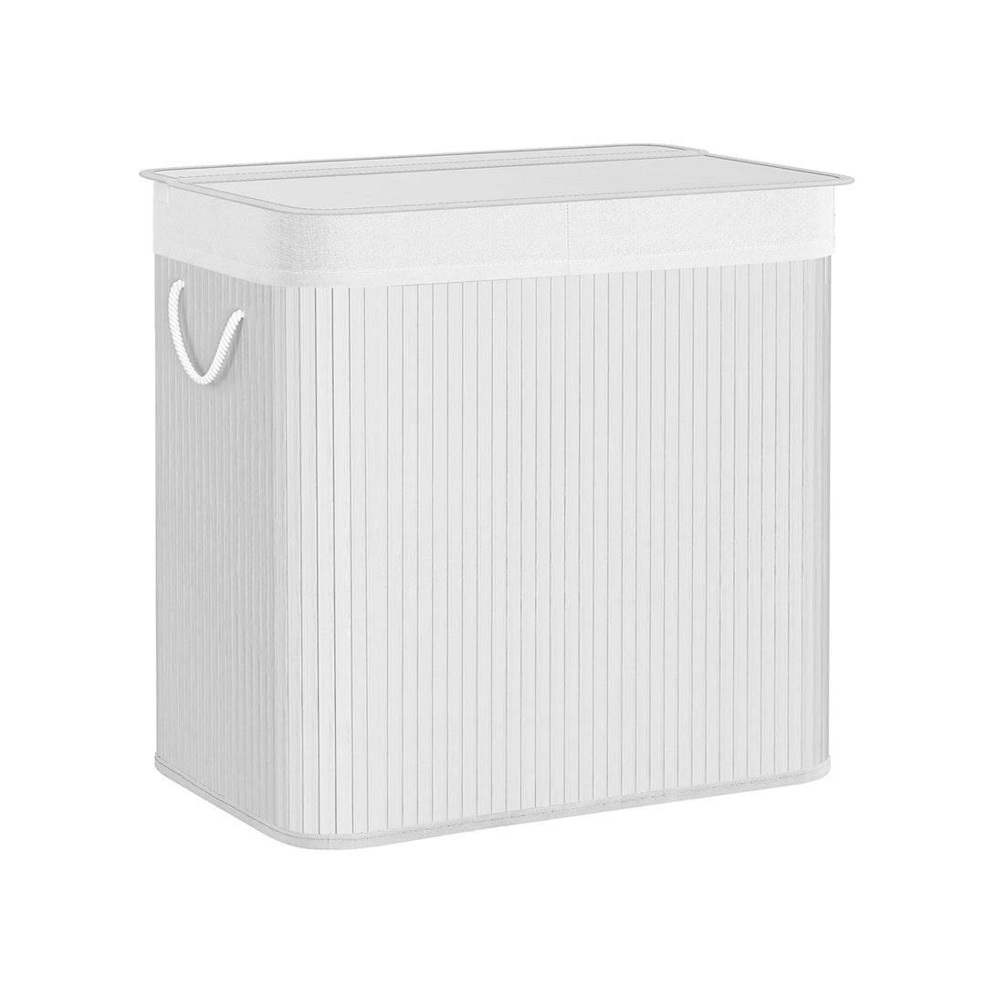 Three Section Laundry Hamper | Bamboo Basket With Lid