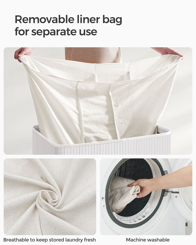 Three Section Laundry Hamper | Bamboo Basket With Lid