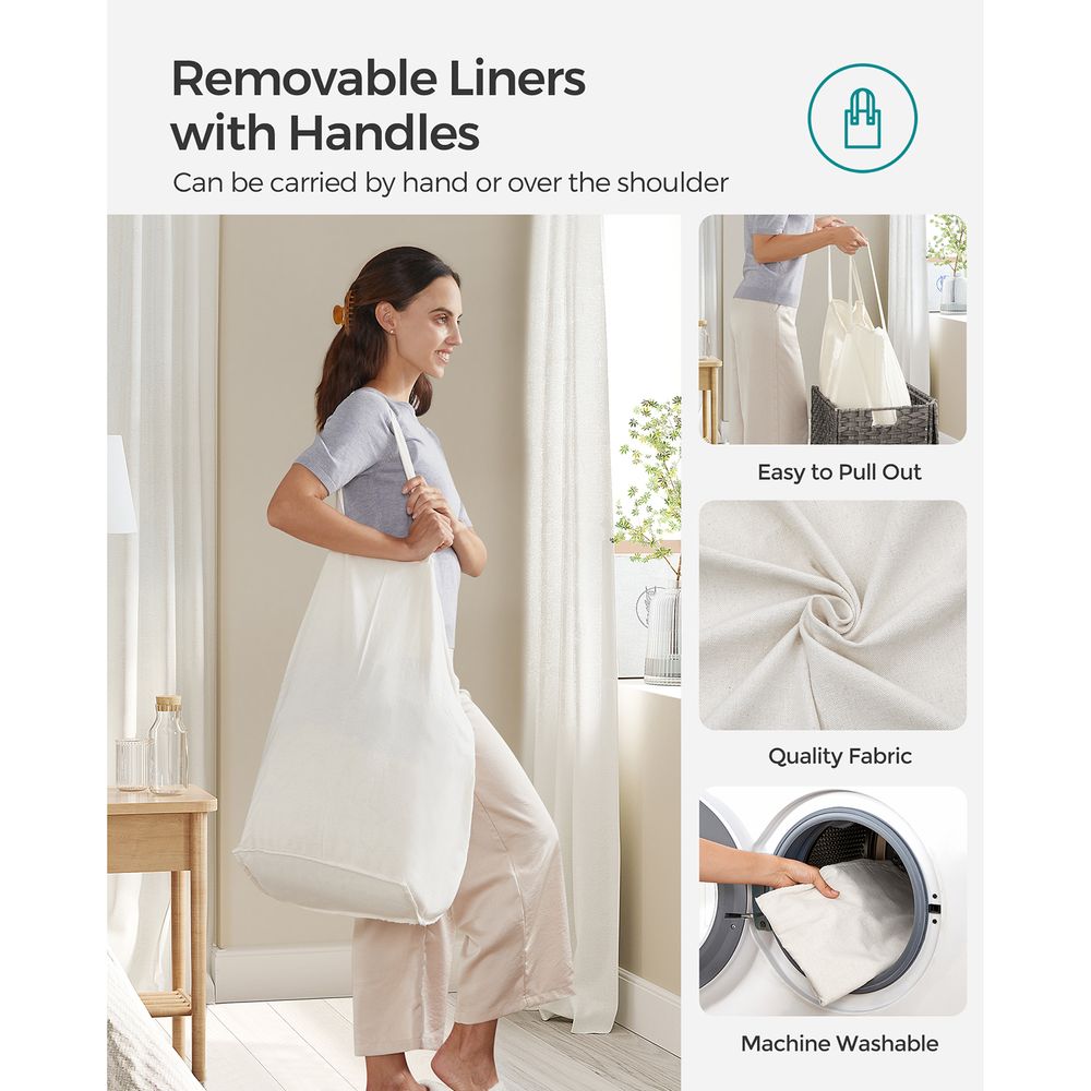 Woven Clothes Hamper | Two-Section Lidded Laundry Basket