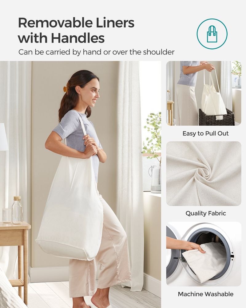Woven Clothes Hamper | Two-Section Lidded Laundry Basket