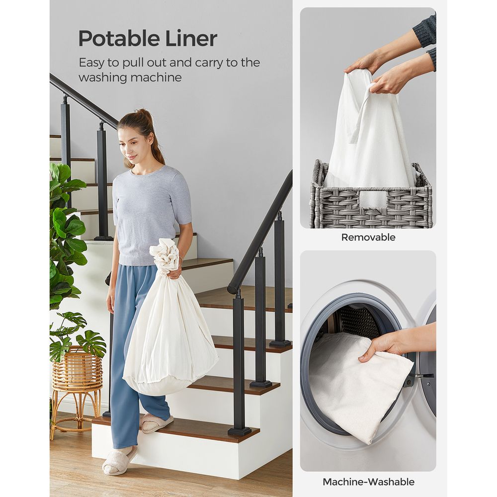 Rolling Laundry Basket | Woven Hamper With Lid And Wheels