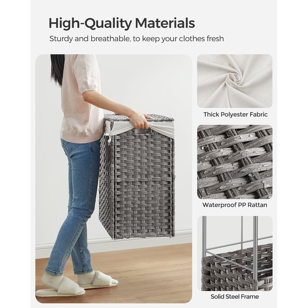 Rolling Laundry Basket | Woven Hamper With Lid And Wheels