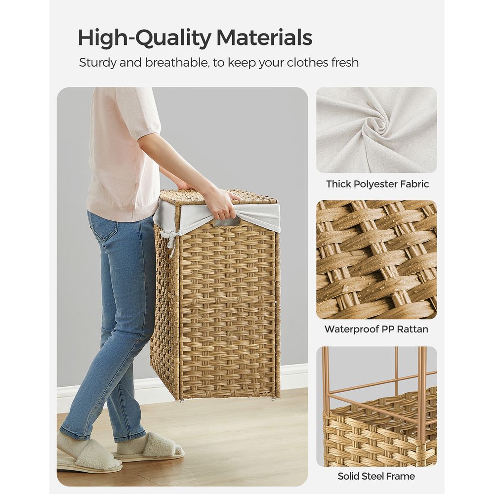 Rolling Laundry Basket | Woven Hamper With Lid And Wheels