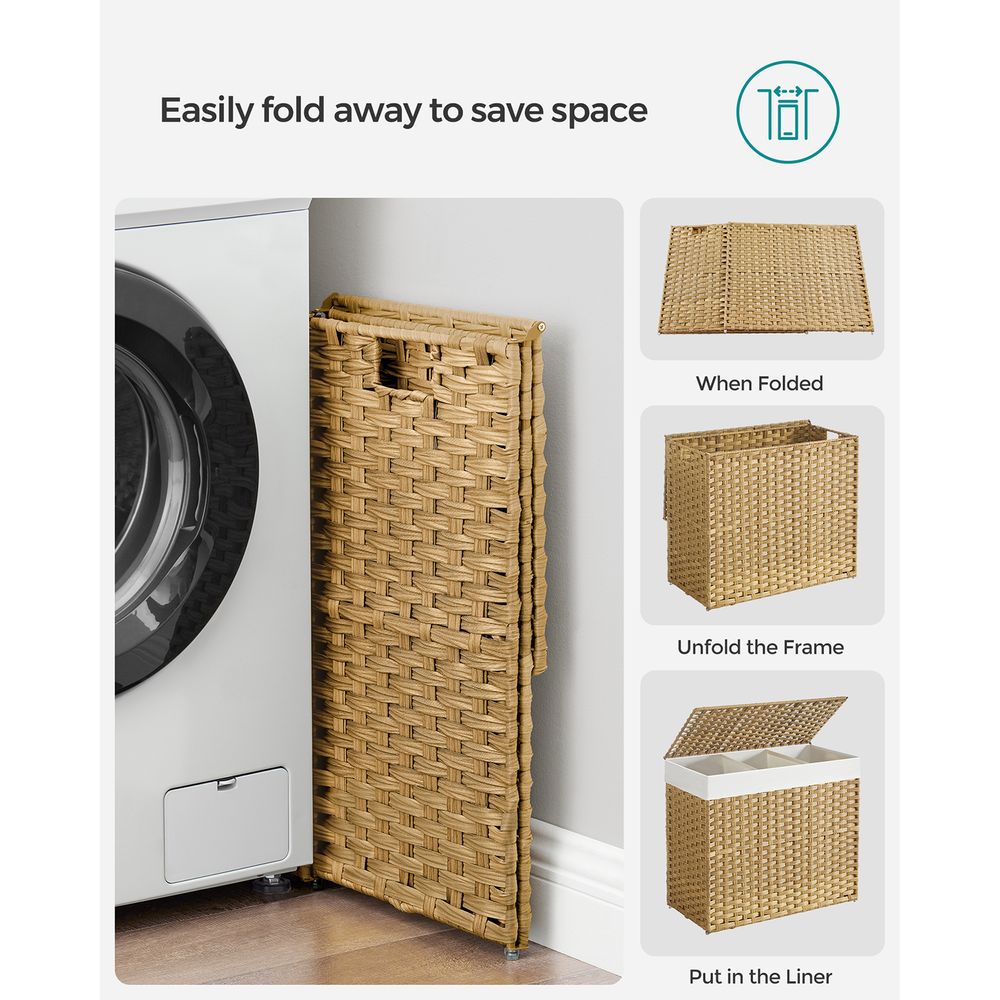 Rolling Laundry Basket | Woven Hamper With Lid And Wheels