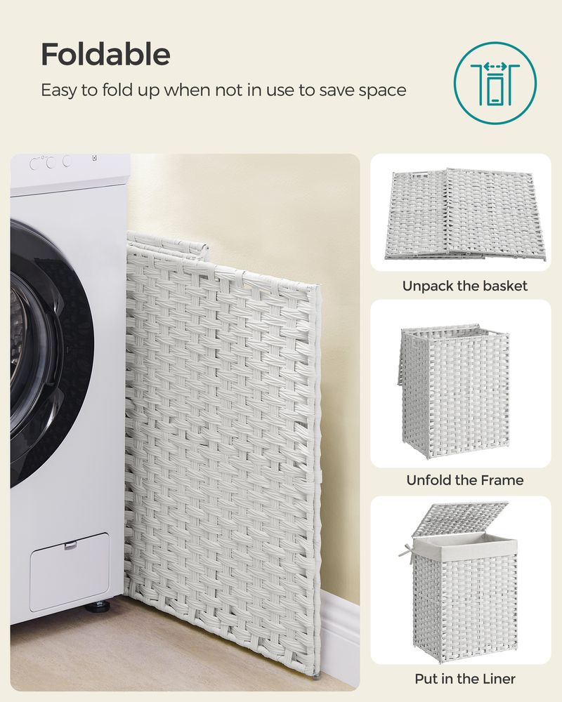 Woven Laundry Basket | Lidded Hamper With Fabric Liner