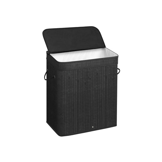 Bamboo Laundry Hamper | Foldable Basket With Lid And Handles