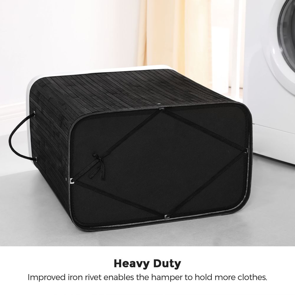 Bamboo Laundry Hamper | Foldable Basket With Lid And Handles