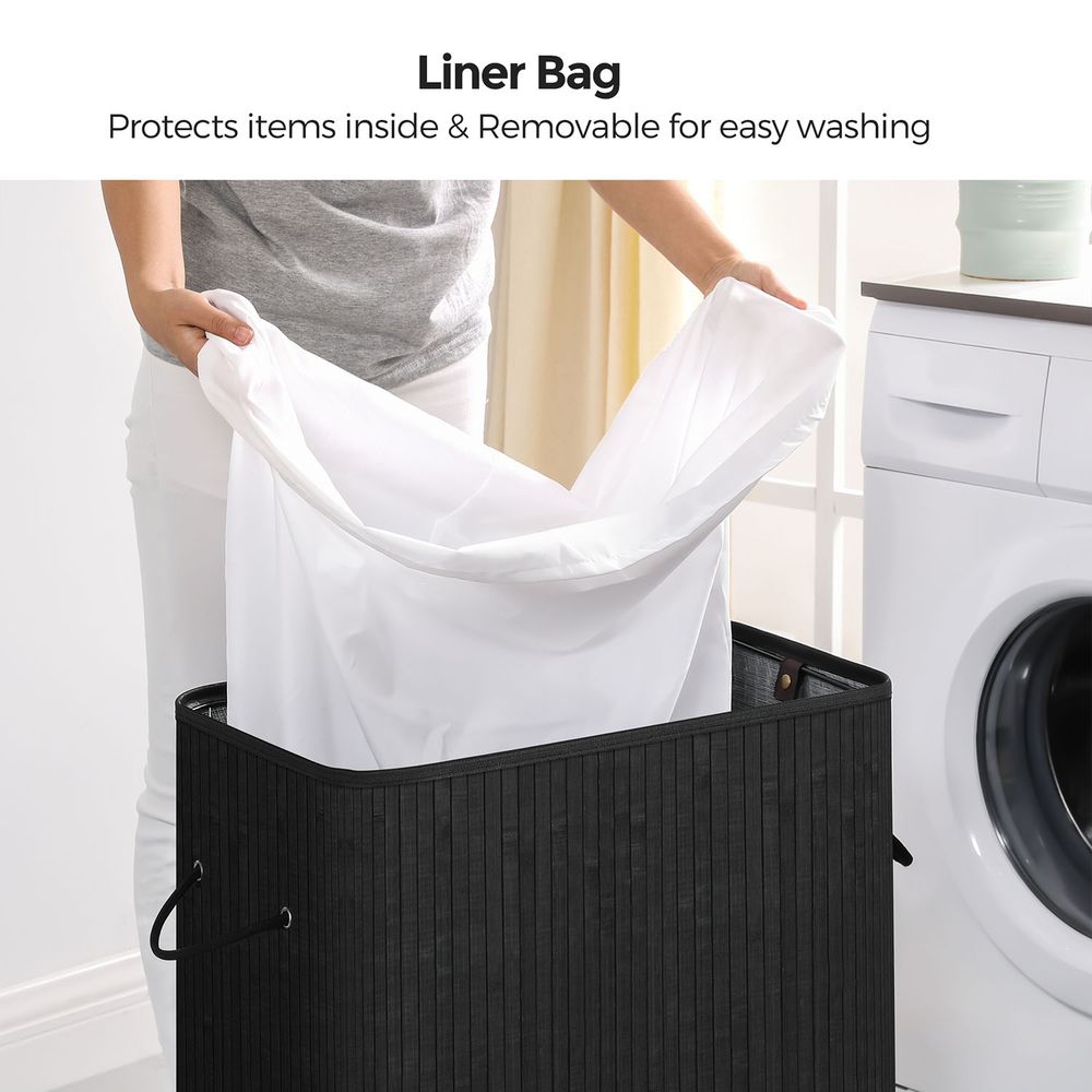 Bamboo Laundry Hamper | Foldable Basket With Lid And Handles