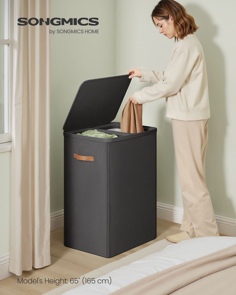 Two-Compartment Laundry Hamper | Lidded Storage with Handles