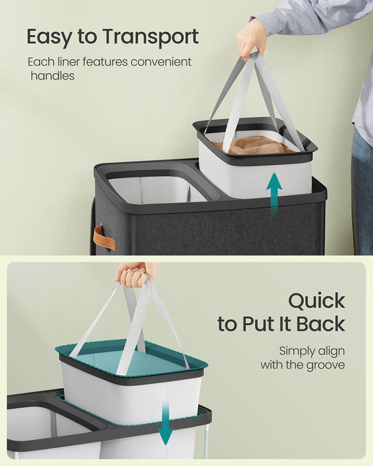 Two-Compartment Laundry Hamper | Lidded Storage with Handles