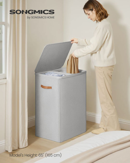Two-Compartment Laundry Hamper | Lidded Storage with Handles