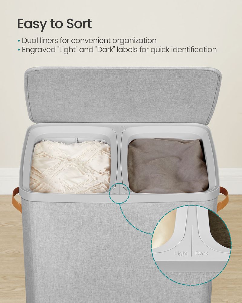 Two-Compartment Laundry Hamper | Lidded Storage with Handles