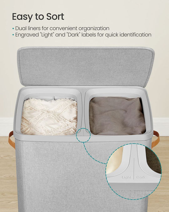 Two-Compartment Laundry Hamper | Lidded Storage with Handles