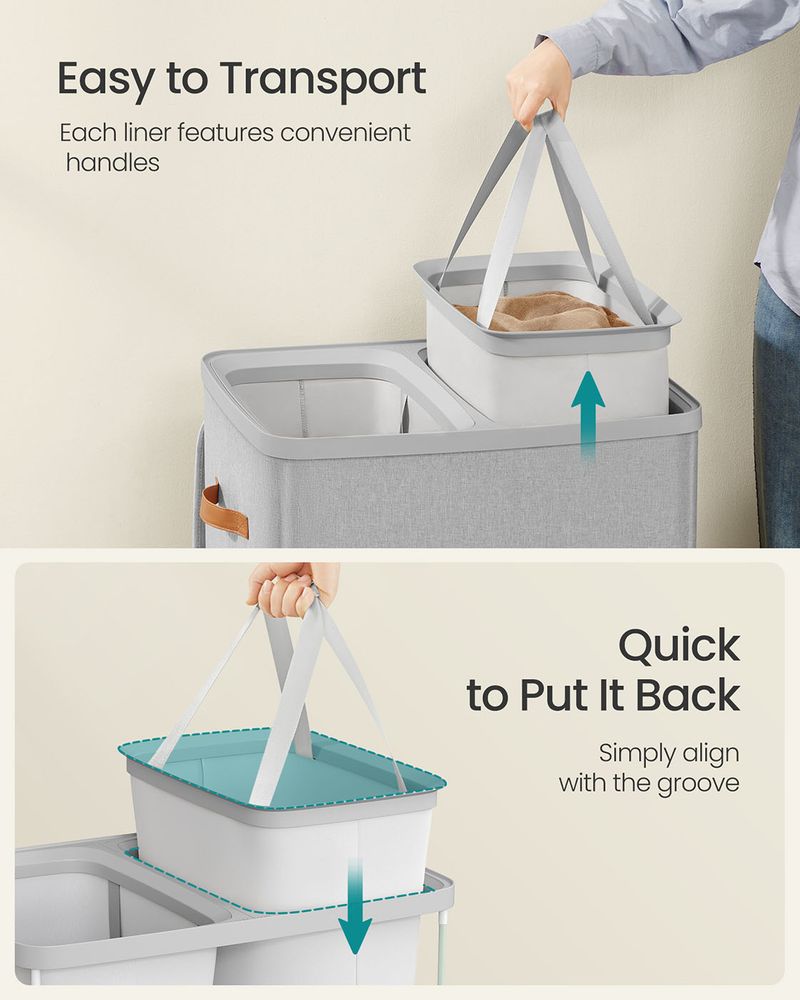 Two-Compartment Laundry Hamper | Lidded Storage with Handles