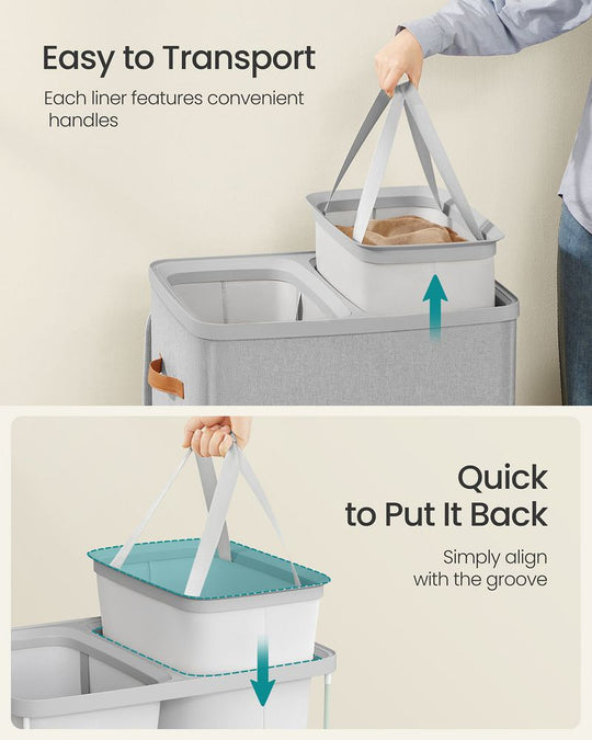 Two-Compartment Laundry Hamper | Lidded Storage with Handles