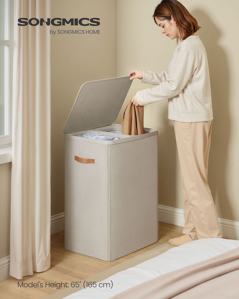Two-Compartment Laundry Hamper | Lidded Storage with Handles