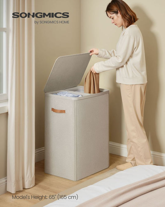 Two-Compartment Laundry Hamper | Lidded Storage with Handles
