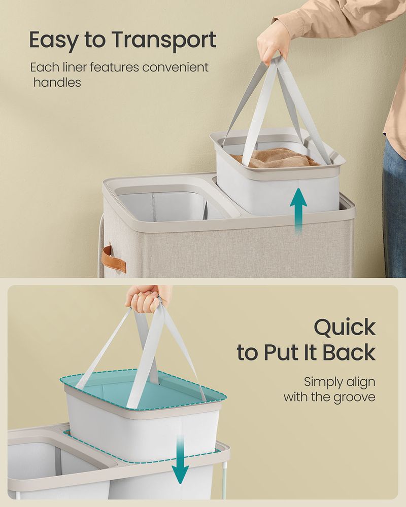 Two-Compartment Laundry Hamper | Lidded Storage with Handles