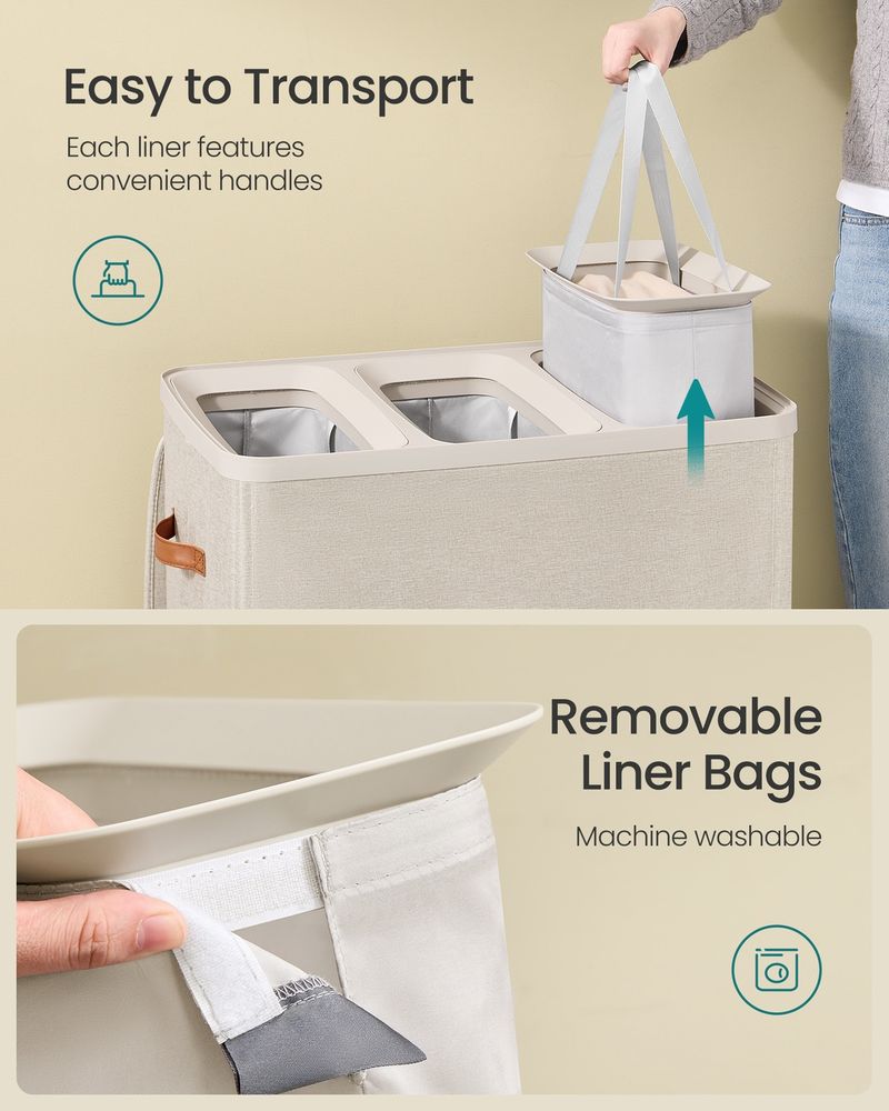 Two-Compartment Laundry Hamper | Lidded Storage with Handles