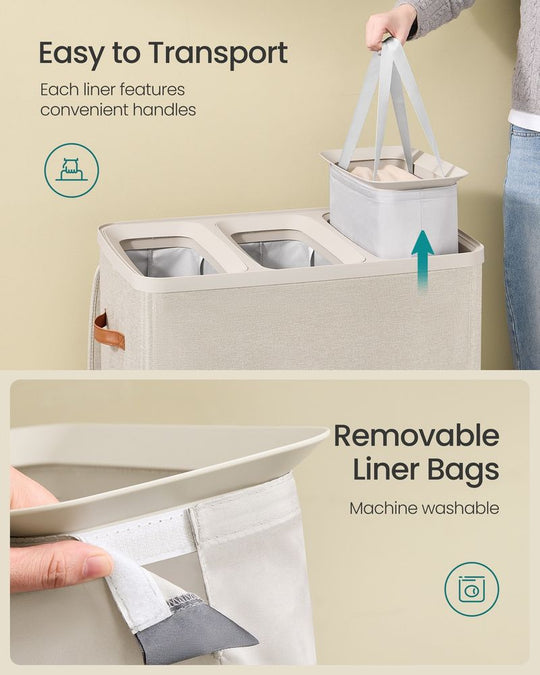 Two-Compartment Laundry Hamper | Lidded Storage with Handles