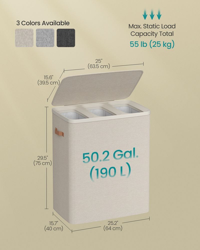 Two-Compartment Laundry Hamper | Lidded Storage with Handles