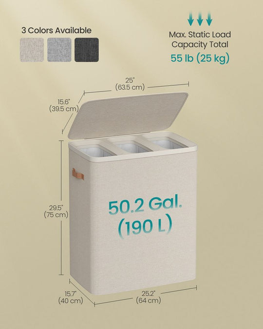 Two-Compartment Laundry Hamper | Lidded Storage with Handles