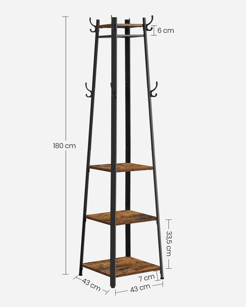 Industrial Coat Stand | Entryway Organizer With Storage Shelves