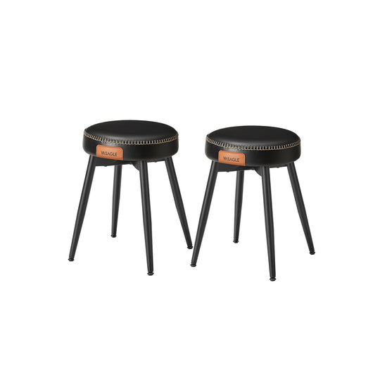 Round Dining Stool | Padded Faux Leather Seat With Metal Legs