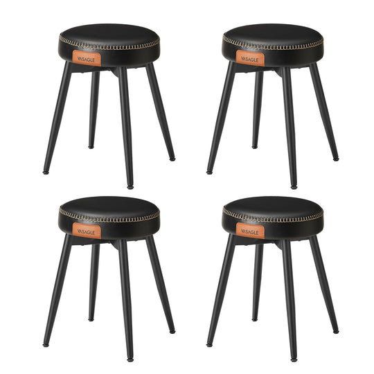 Round Dining Stool | Padded Faux Leather Seat With Metal Legs