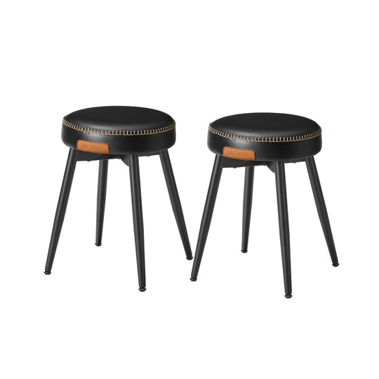 Round Dining Stool | Padded Faux Leather Seat With Metal Legs