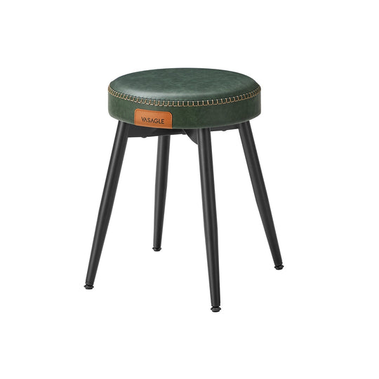 Round Dining Stool | Padded Faux Leather Seat With Metal Legs
