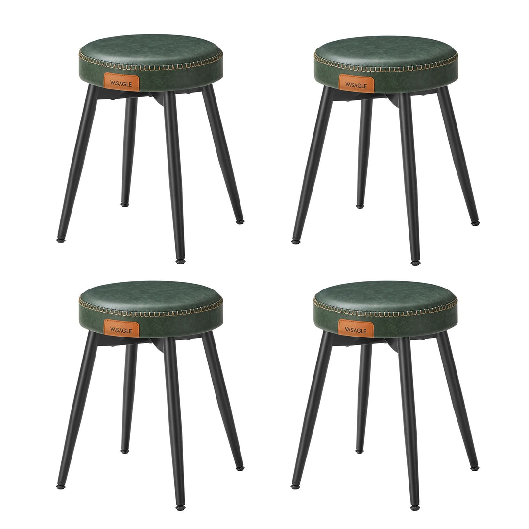 Round Dining Stool | Padded Faux Leather Seat With Metal Legs