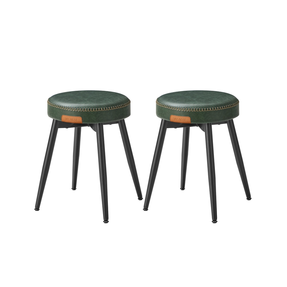 Round Dining Stool | Padded Faux Leather Seat With Metal Legs