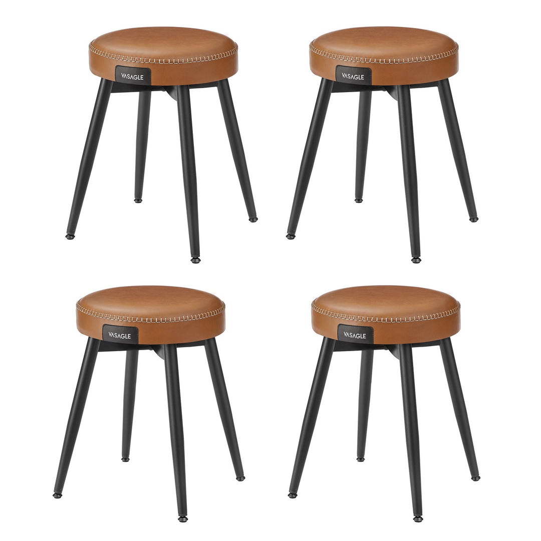 Round Dining Stool | Padded Faux Leather Seat With Metal Legs