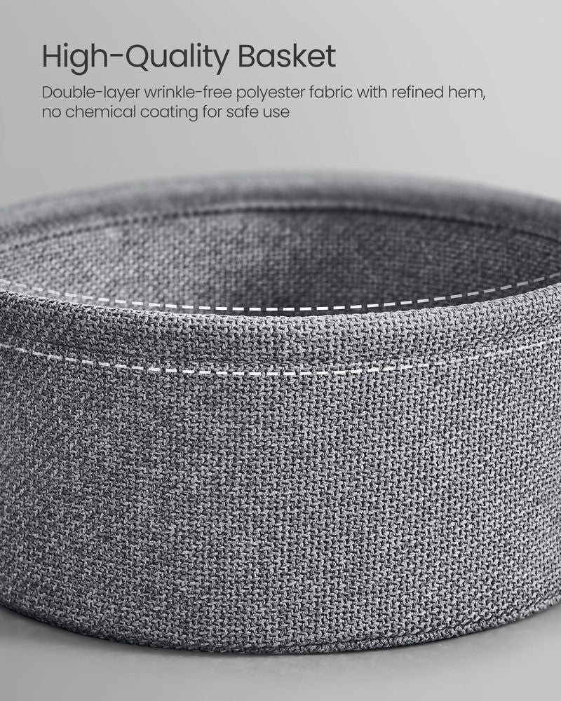 Round Nightstand | Metal Frame Side Table With Fabric Basket