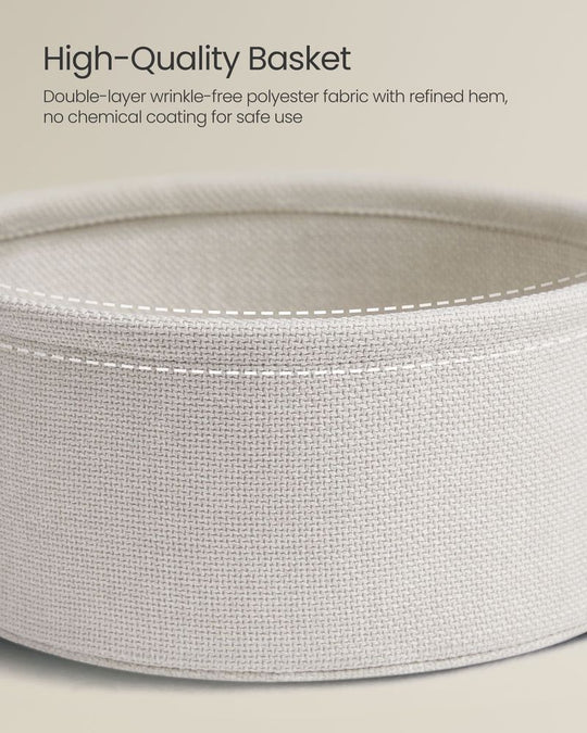 Round Nightstand | Metal Frame Side Table With Fabric Basket