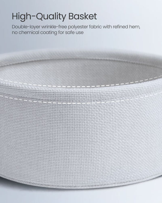 Round Nightstand | Metal Frame Side Table With Fabric Basket