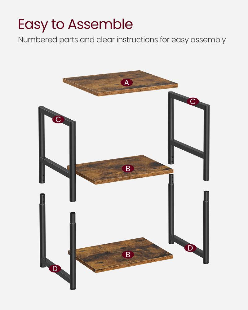 Slim Three Tier End Table | Industrial Side Table With Shelves