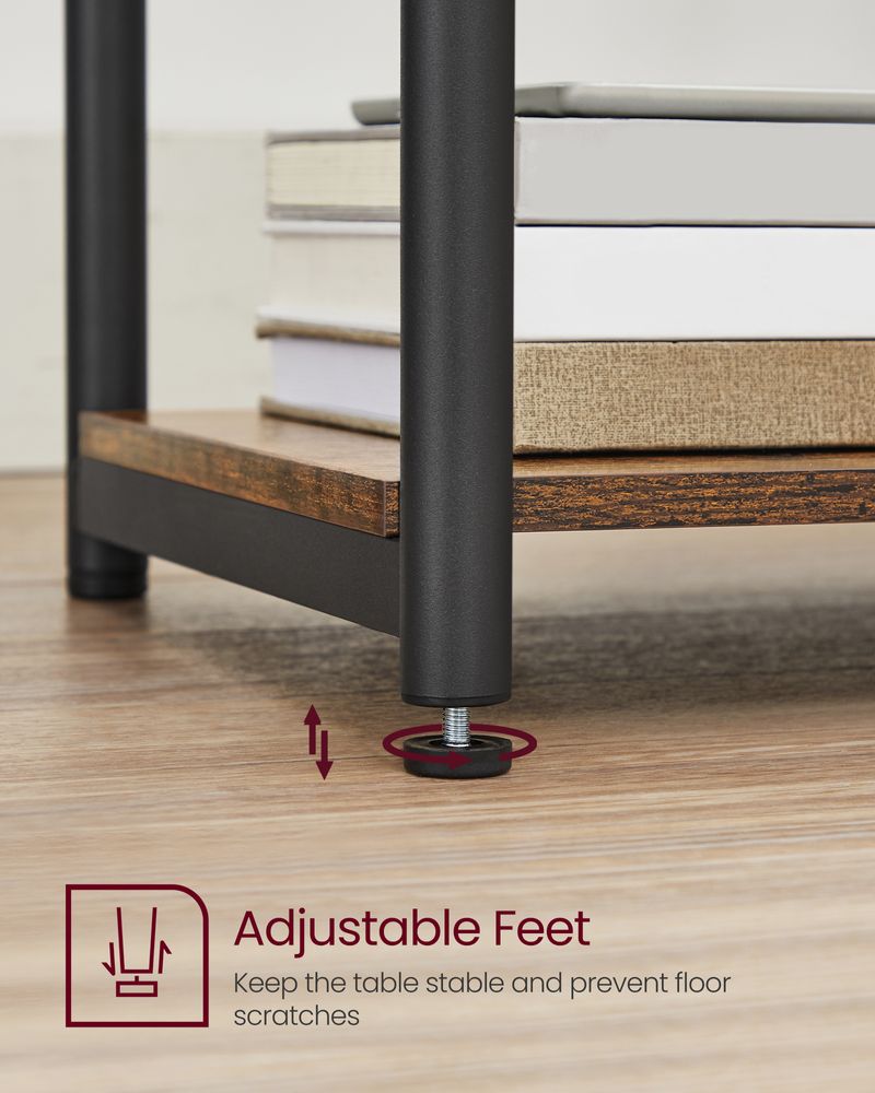 Slim Three Tier End Table | Industrial Side Table With Shelves