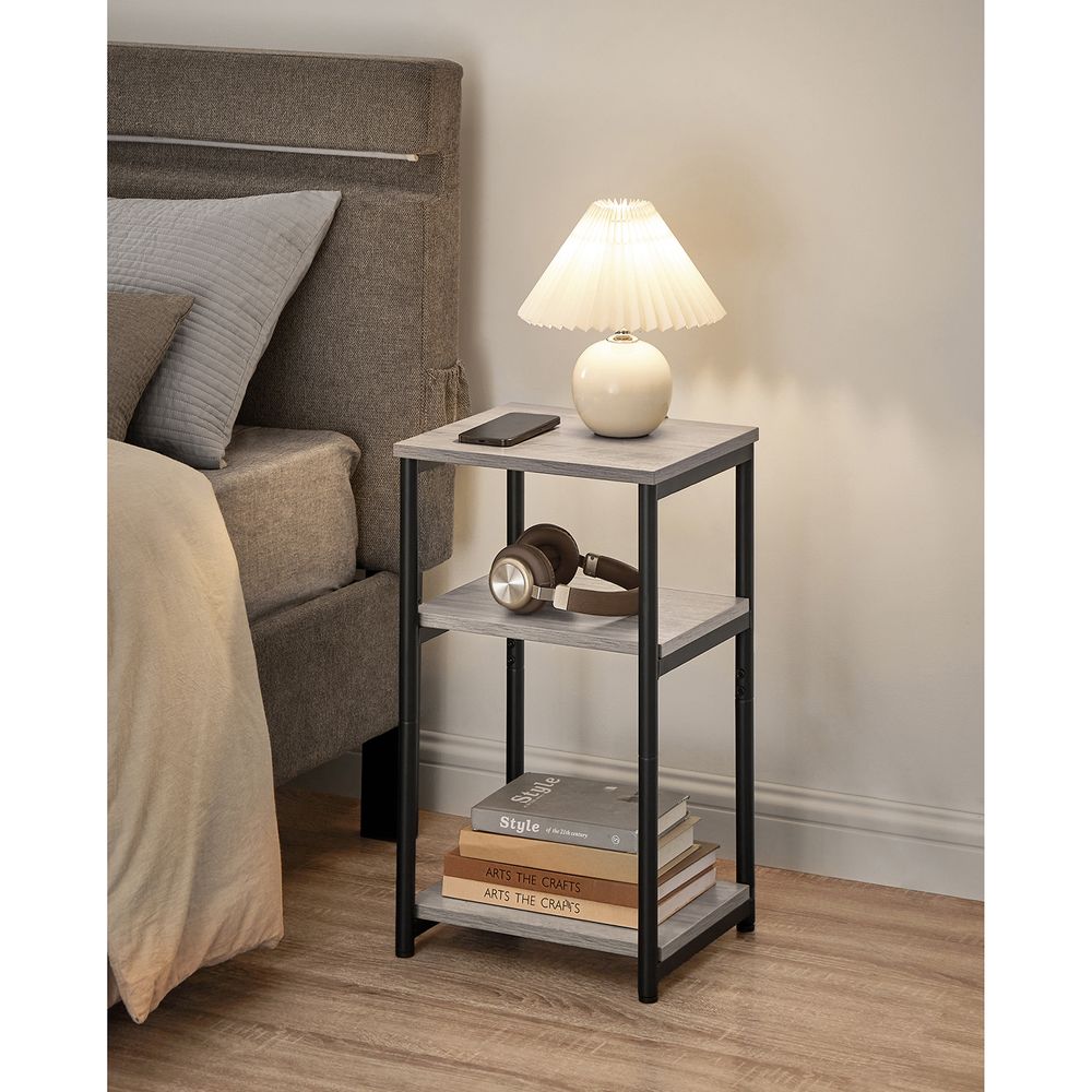 Slim Three Tier End Table | Industrial Side Table With Shelves