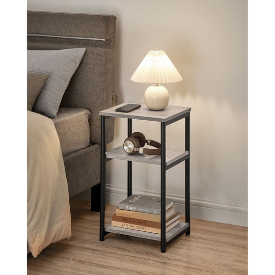 Slim Three Tier End Table | Industrial Side Table With Shelves