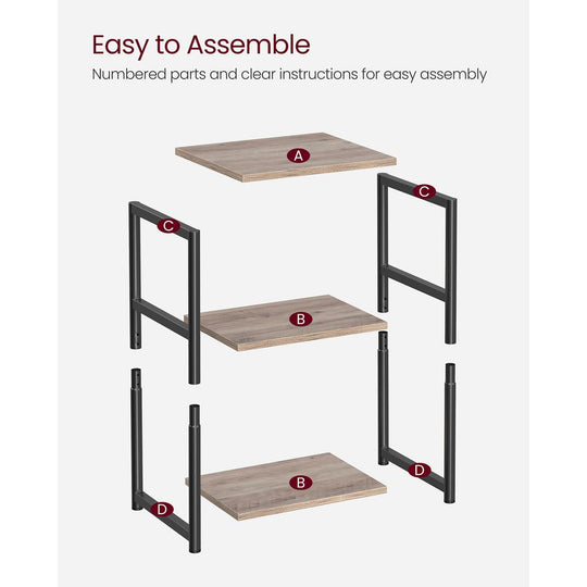 Slim Three Tier End Table | Industrial Side Table With Shelves