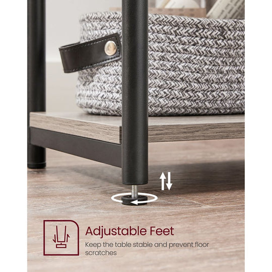 Slim Three Tier End Table | Industrial Side Table With Shelves