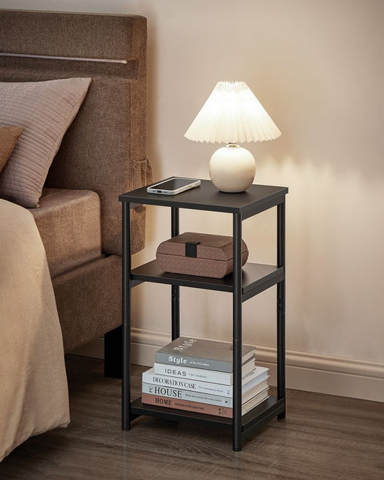 Slim Three Tier End Table | Industrial Side Table With Shelves