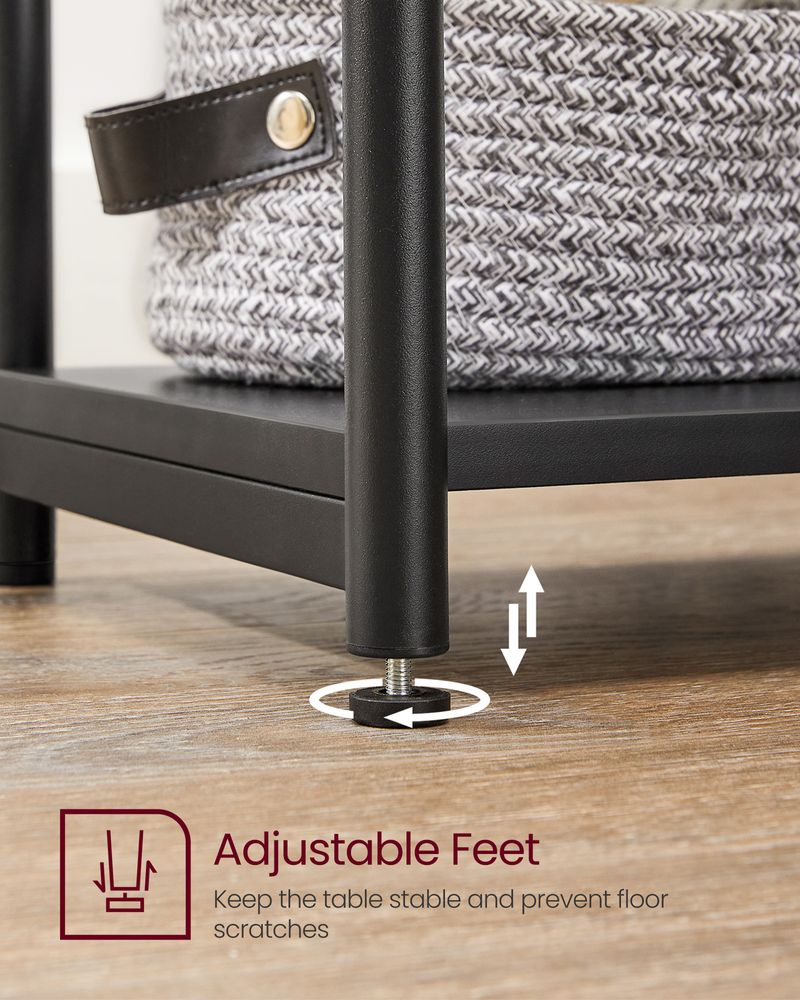 Slim Three Tier End Table | Industrial Side Table With Shelves
