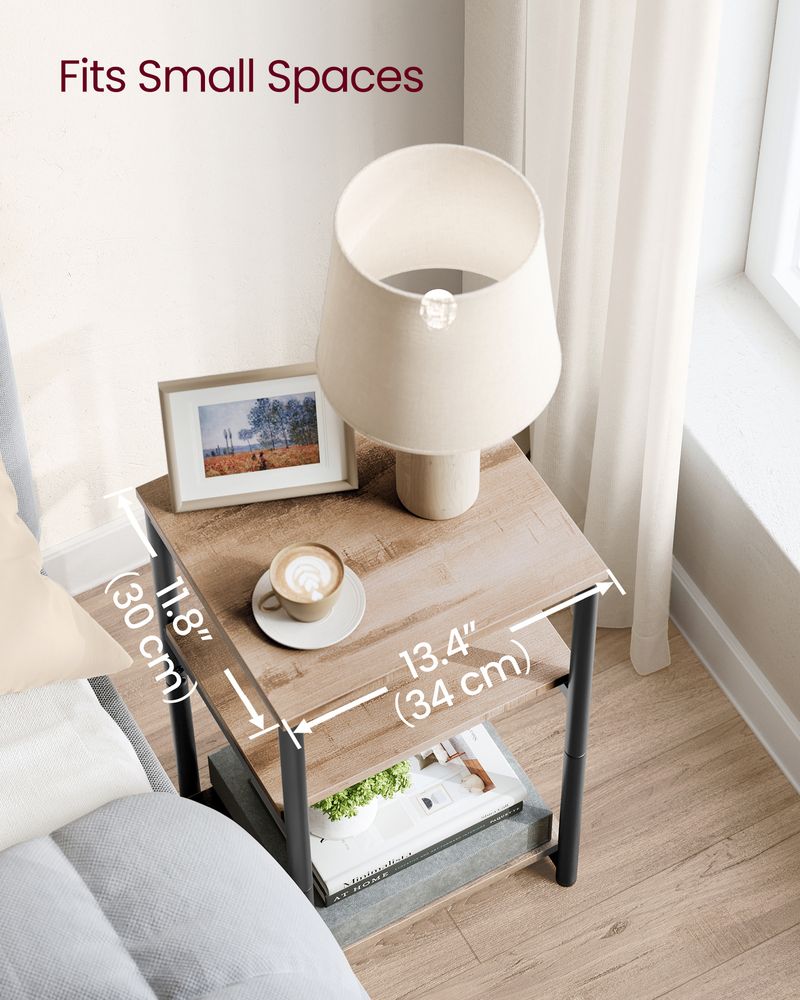 Slim Three Tier End Table | Industrial Side Table With Shelves