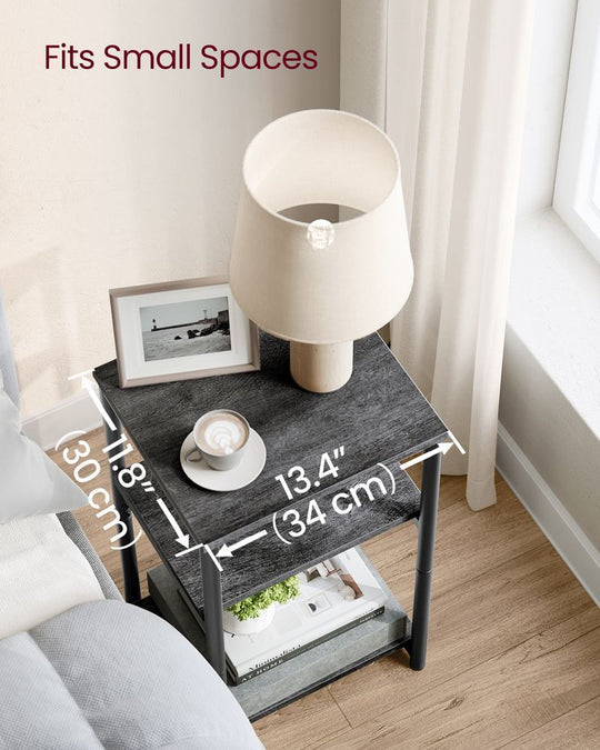 Slim Three Tier End Table | Industrial Side Table With Shelves